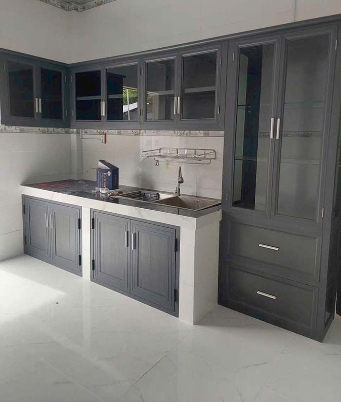 Tủ bếp nhôm kính giá rẻ